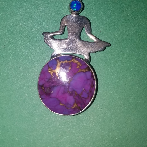 New Sterling silver Purple  Turquoise  Yoga Goddess pendant - Picture 4 of 5